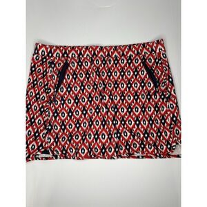 Jones New York Signature Women's Skort XXL Red Blue Ikat Print Stretch Pockets